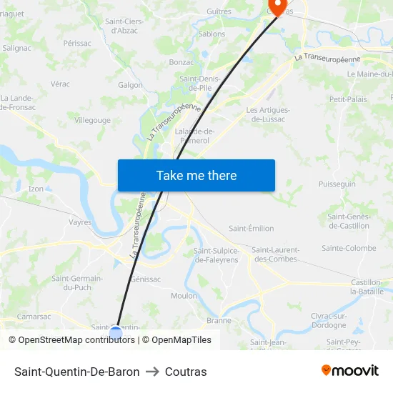 Saint-Quentin-De-Baron to Coutras map