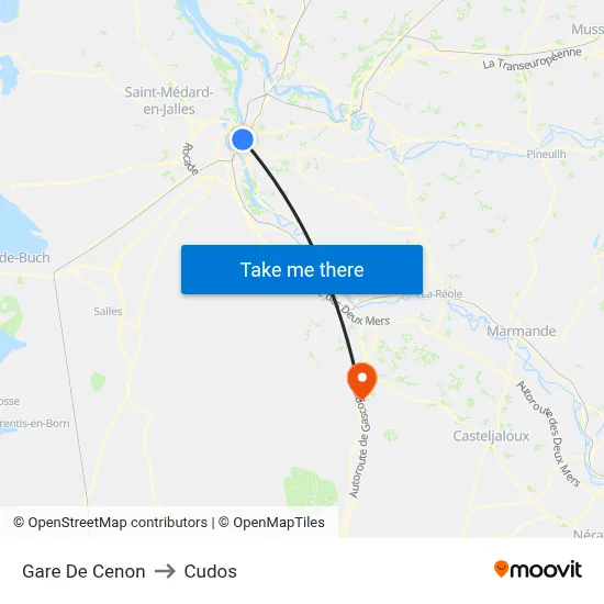 Gare De Cenon to Cudos map