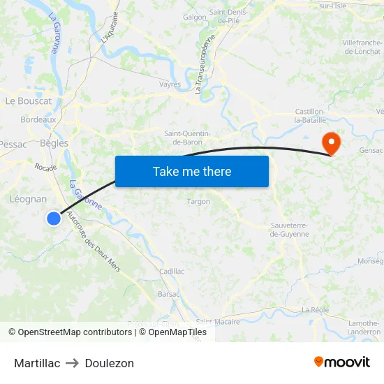 Martillac to Doulezon map