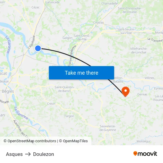 Asques to Doulezon map