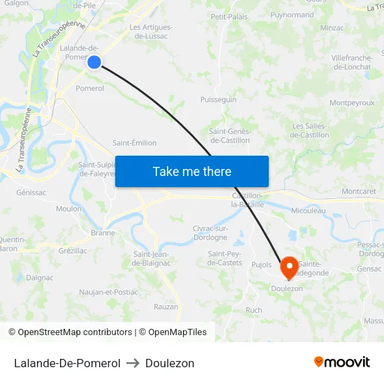 Lalande-De-Pomerol to Doulezon map