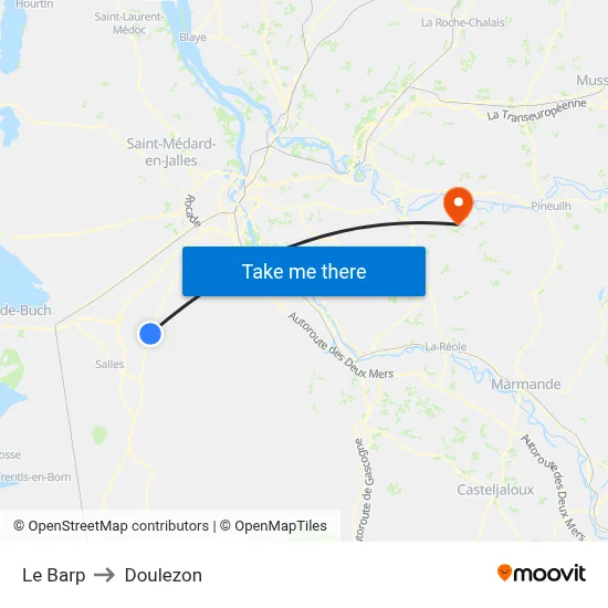 Le Barp to Doulezon map