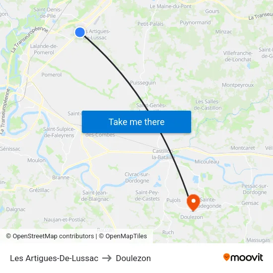 Les Artigues-De-Lussac to Doulezon map