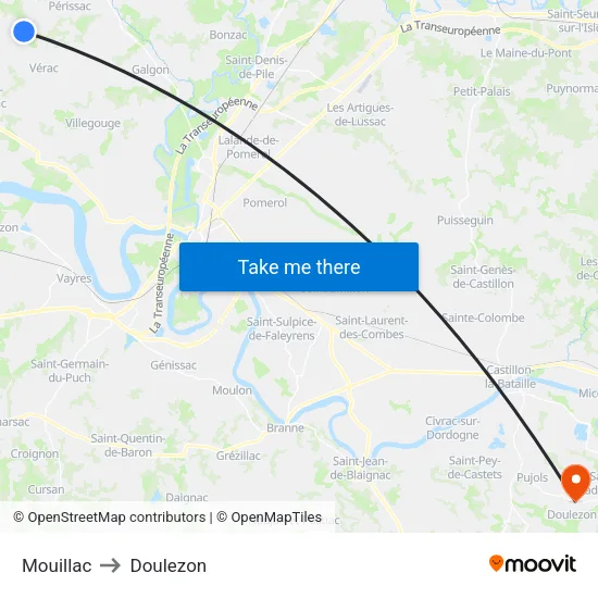 Mouillac to Doulezon map