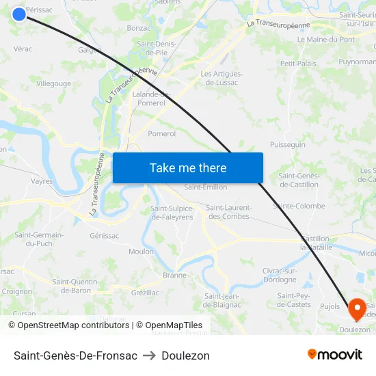Saint-Genès-De-Fronsac to Doulezon map