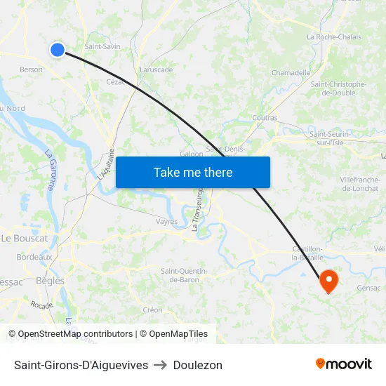 Saint-Girons-D'Aiguevives to Doulezon map