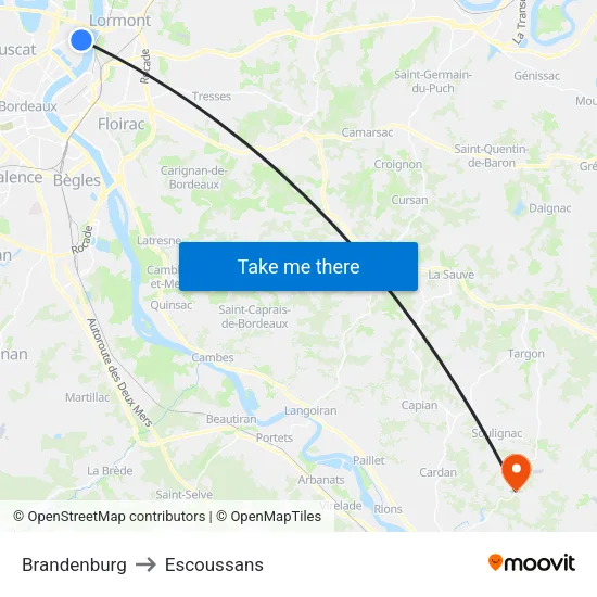 Brandenburg to Escoussans map