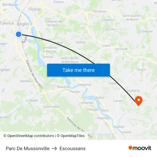 Parc De Mussonville to Escoussans map