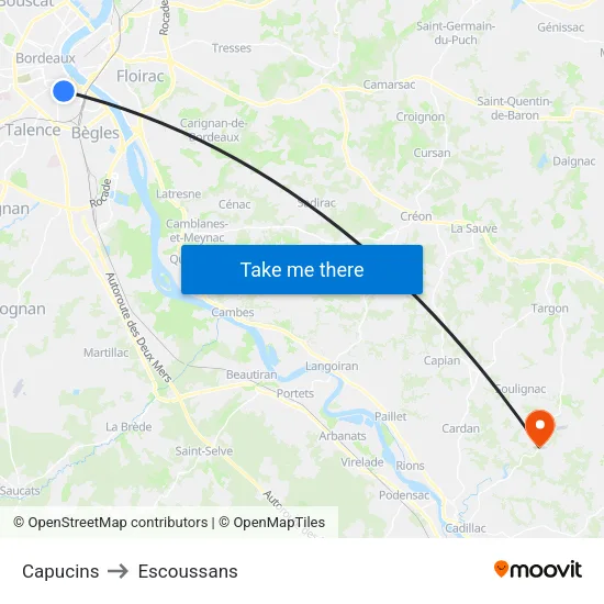 Capucins to Escoussans map