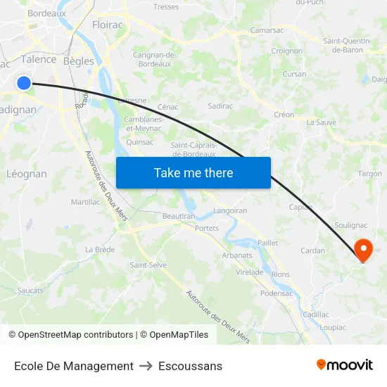 Ecole De Management to Escoussans map