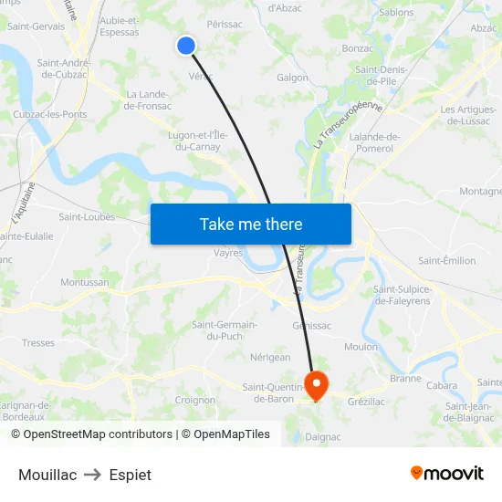 Mouillac to Espiet map
