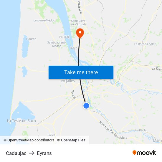 Cadaujac to Eyrans map