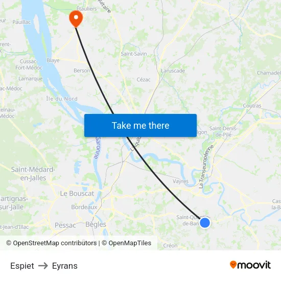 Espiet to Eyrans map