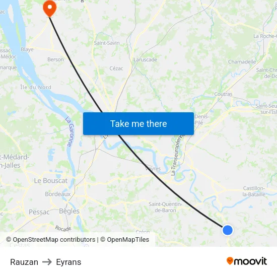 Rauzan to Eyrans map