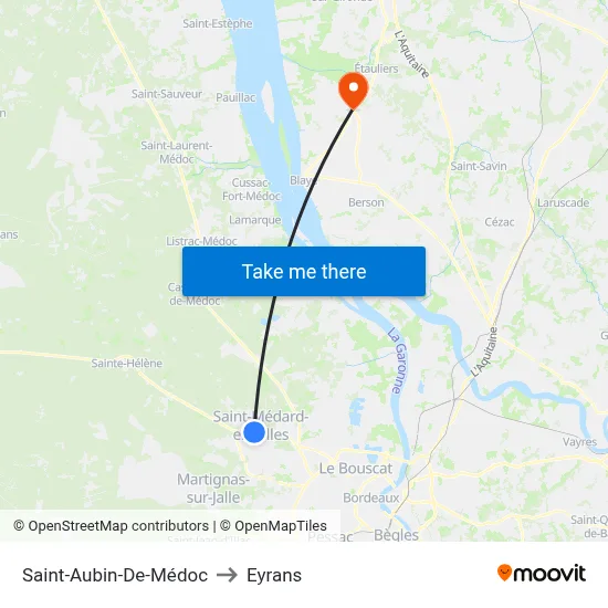 Saint-Aubin-De-Médoc to Eyrans map
