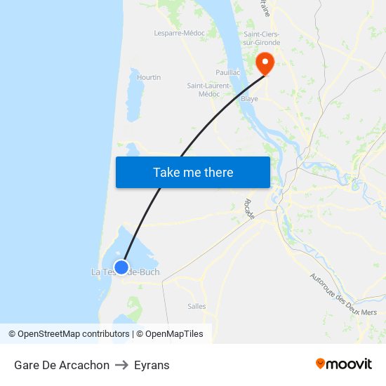 Gare De Arcachon to Eyrans map