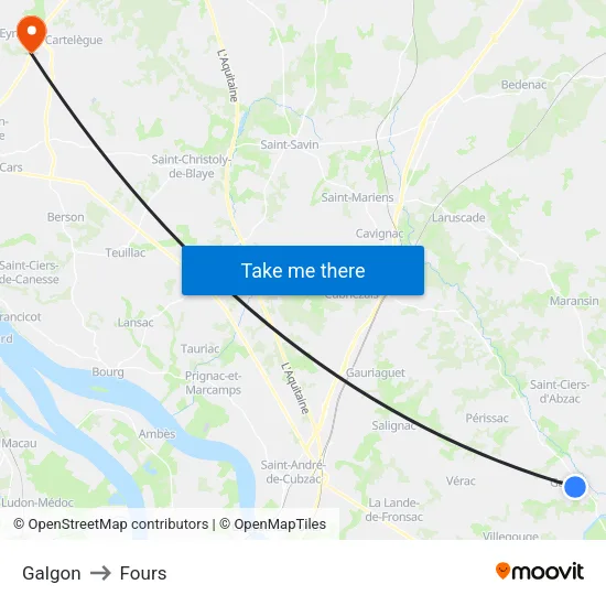 Galgon to Fours map