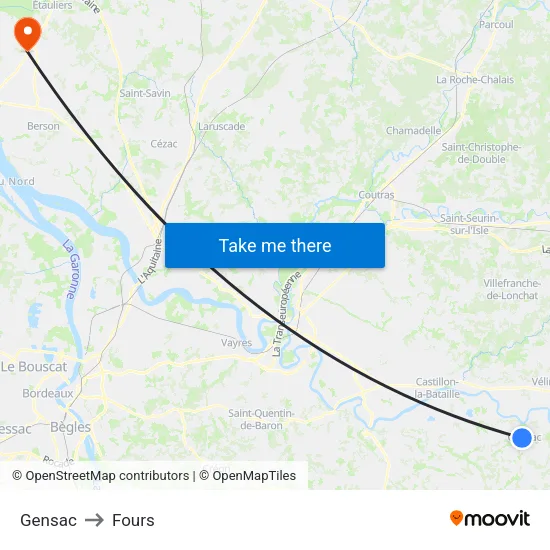 Gensac to Fours map