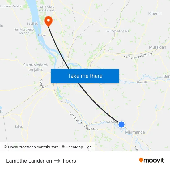 Lamothe-Landerron to Fours map