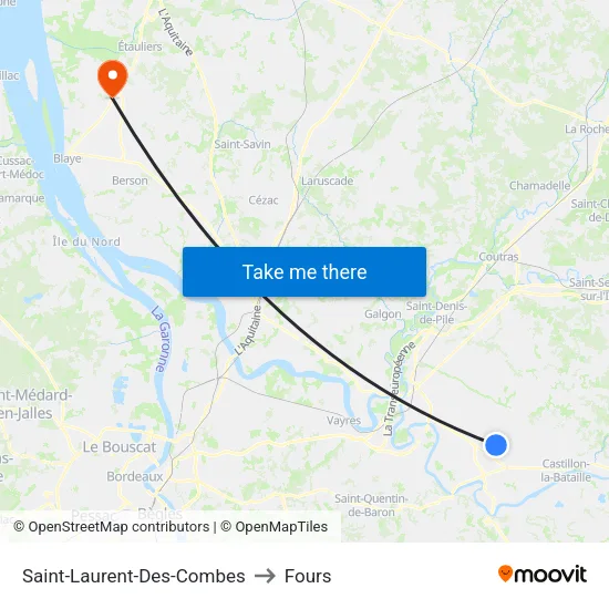 Saint-Laurent-Des-Combes to Fours map