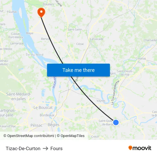 Tizac-De-Curton to Fours map