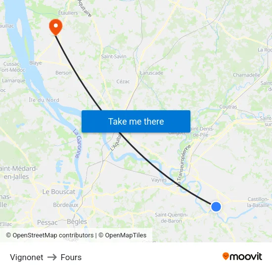 Vignonet to Fours map