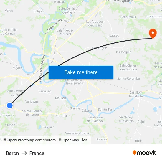 Baron to Francs map