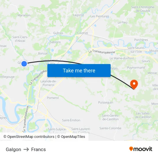 Galgon to Francs map