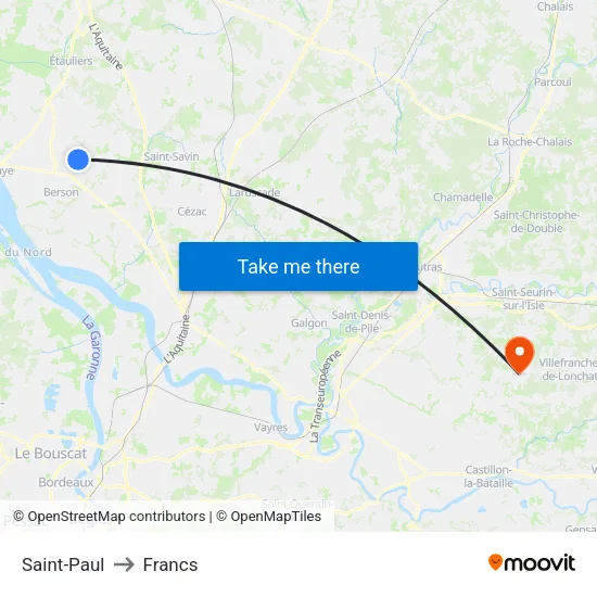 Saint-Paul to Francs map