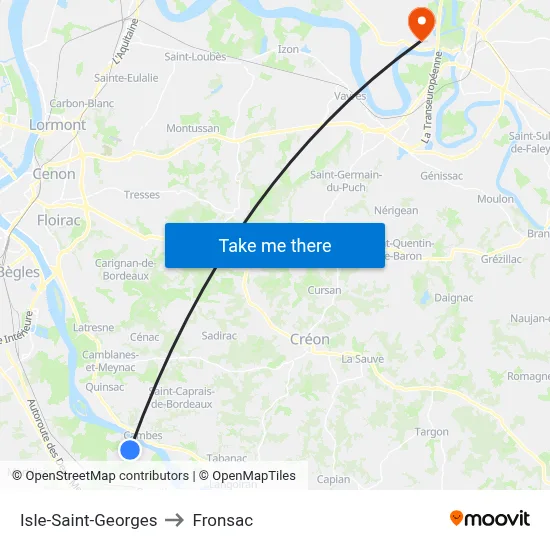 Isle-Saint-Georges to Fronsac map