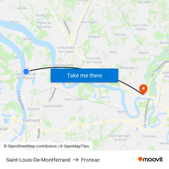 Saint-Louis-De-Montferrand to Fronsac map
