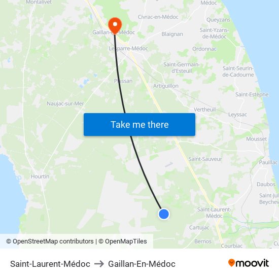 Saint-Laurent-Médoc to Gaillan-En-Médoc map