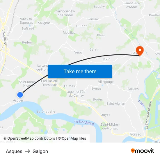 Asques to Galgon map