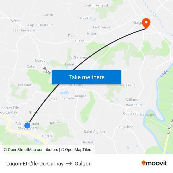 Lugon-Et-L'Île-Du-Carnay to Galgon map