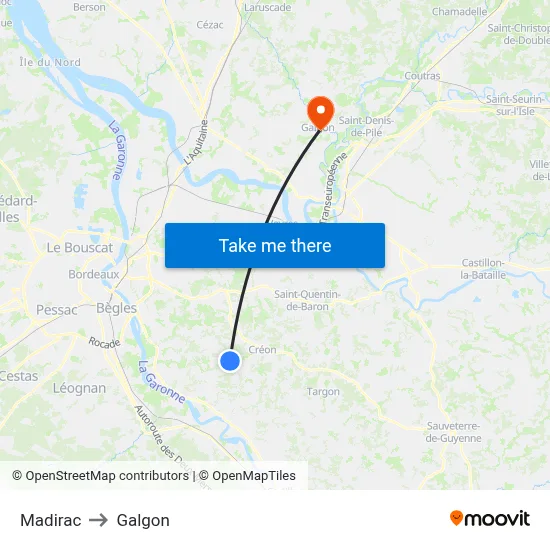 Madirac to Galgon map