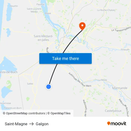 Saint-Magne to Galgon map