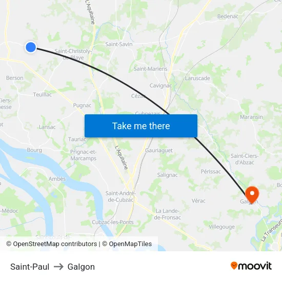Saint-Paul to Galgon map