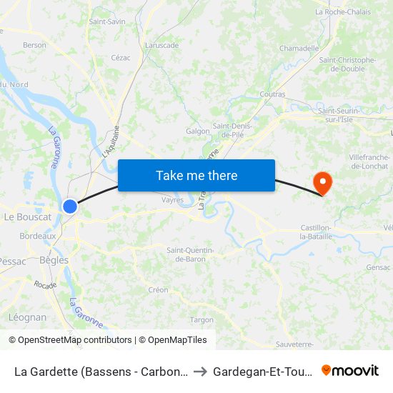 La Gardette (Bassens - Carbon Blanc) to Gardegan-Et-Tourtirac map