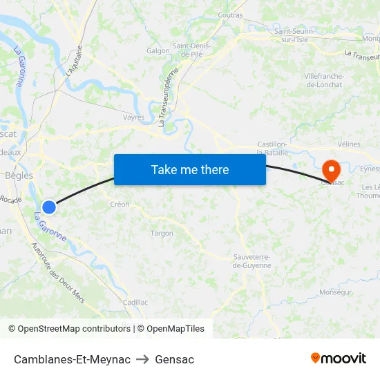 Camblanes-Et-Meynac to Gensac map