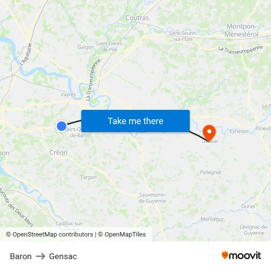 Baron to Gensac map