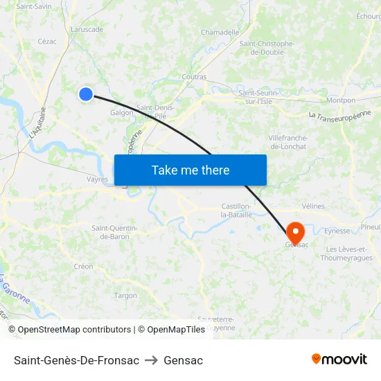 Saint-Genès-De-Fronsac to Gensac map