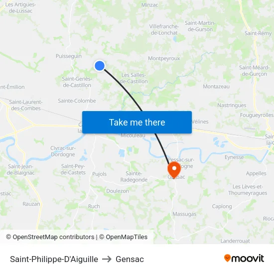 Saint-Philippe-D'Aiguille to Gensac map