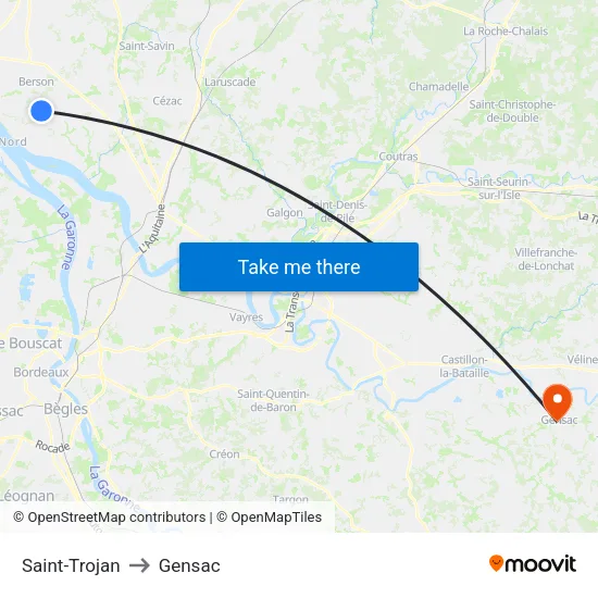 Saint-Trojan to Gensac map