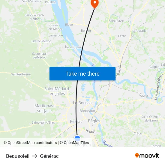 Beausoleil to Générac map