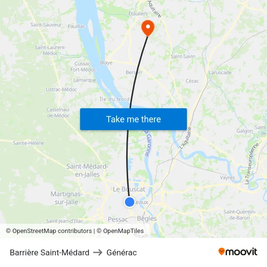 Barrière Saint-Médard to Générac map