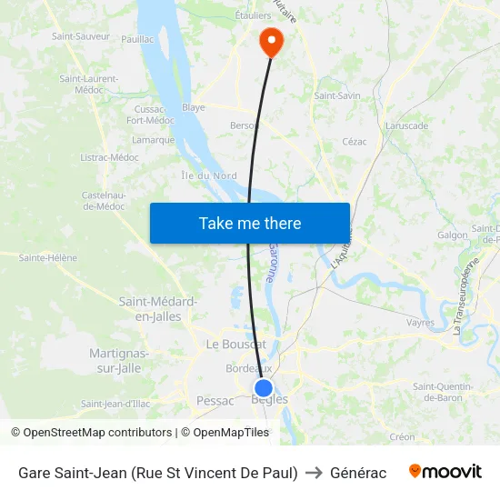 Gare Saint-Jean (Rue Saint-Vincent De Paul) to Générac map