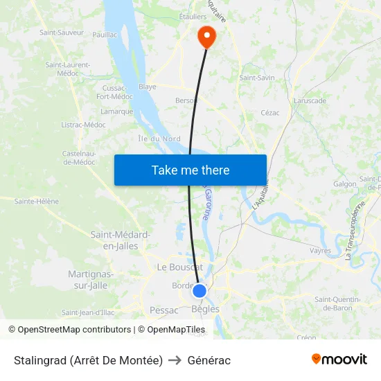 Stalingrad (Arrêt De Montée) to Générac map