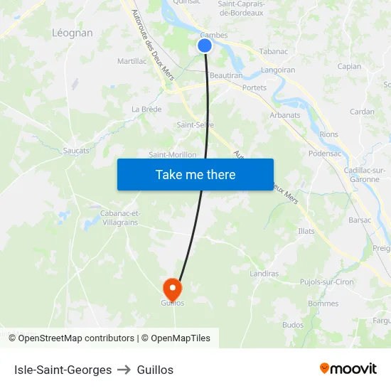 Isle-Saint-Georges to Guillos map