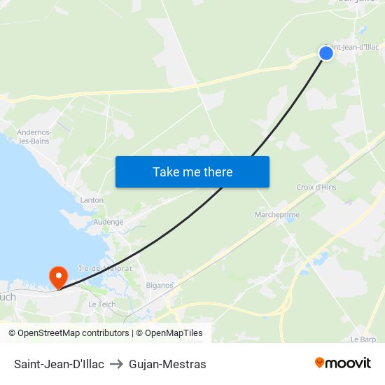 Saint-Jean-D'Illac to Gujan-Mestras map