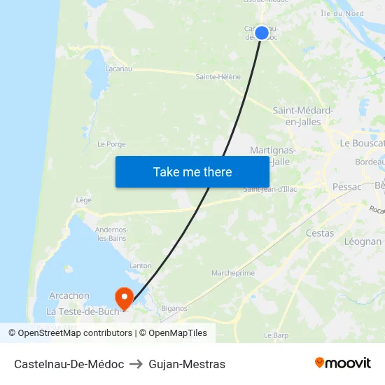 Castelnau-De-Médoc to Gujan-Mestras map